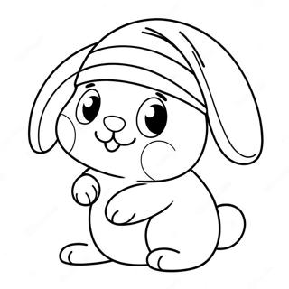 Cute Christmas Bunny With Santa Hat Coloring Page 55104-43972