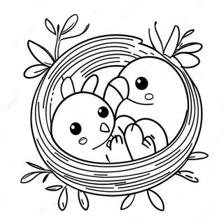 Colorful Spring Bird Nesting Coloring Page 55194-44041