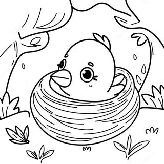 Colorful Spring Bird Nesting Coloring Page 55194-44042