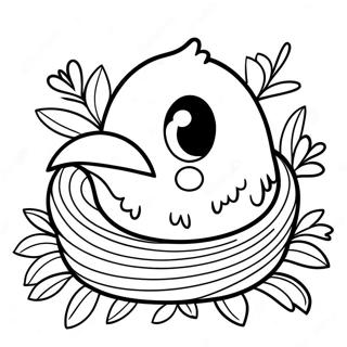 Colorful Spring Bird Nesting Coloring Page 55194-44044