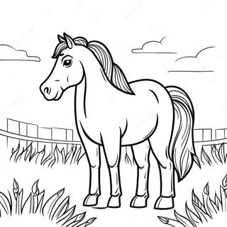 Majestic Draft Horse In A Field Coloring Page 55304-44133