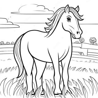 Majestic Draft Horse In A Field Coloring Page 55304-44134