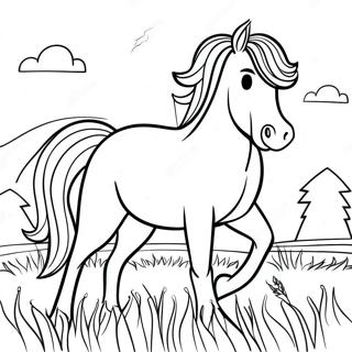 Majestic Draft Horse In A Field Coloring Page 55304-44136