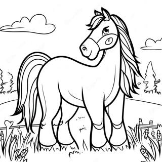 Majestic Clydesdale In A Field Coloring Page 55324-44153