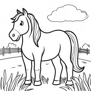 Majestic Clydesdale In A Field Coloring Page 55324-44154