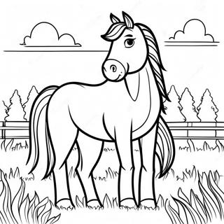 Majestic Clydesdale In A Field Coloring Page 55324-44155