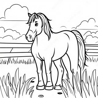 Majestic Clydesdale In A Field Coloring Page 55324-44156