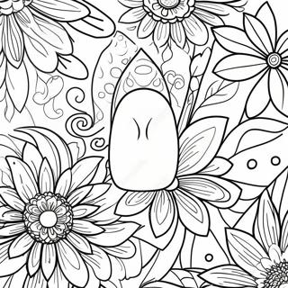 Floral Blank Nail Template Coloring Page 55374-44188