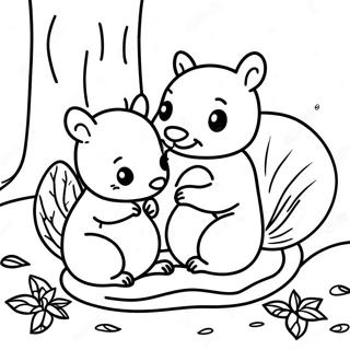 Cozy Hibernating Squirrels Coloring Page 5537-4525