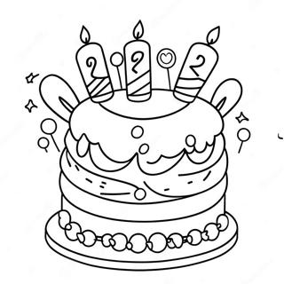 Joyful 7th Birthday Cake Coloring Page 55444-44246