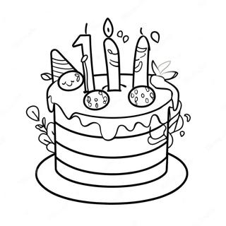 Joyful 7th Birthday Cake Coloring Page 55444-44247