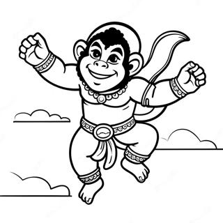 Hanuman Flying In The Sky Coloring Page 55564-44337