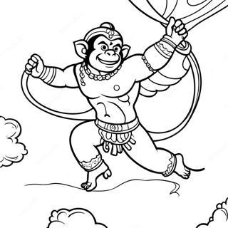 Hanuman Flying In The Sky Coloring Page 55564-44338