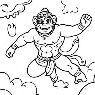 Hanuman Flying In The Sky Coloring Page 55564-44339