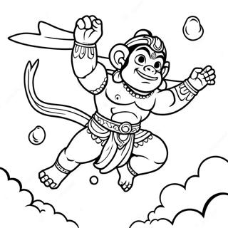 Hanuman Flying In The Sky Coloring Page 55564-44340