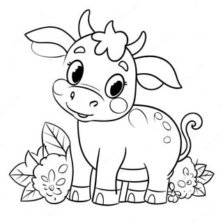 Cute Strawberry Cow Coloring Page 5556-4541