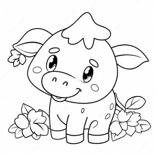 Cute Strawberry Cow Coloring Page 5556-4542