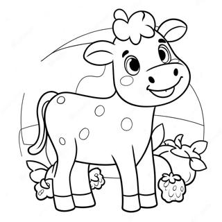 Cute Strawberry Cow Coloring Page 5556-4544