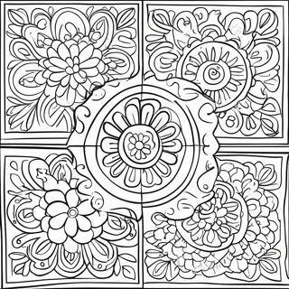 Colorful Talavera Tiles Coloring Page 55574-44347