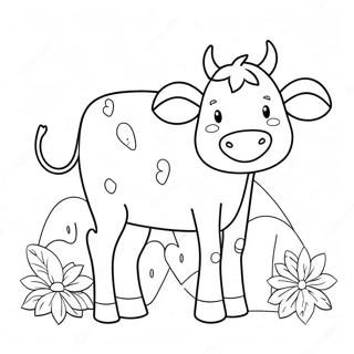 Adorable Strawberry Cow With Flowers Coloring Page 5557-4549