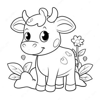 Adorable Strawberry Cow With Flowers Coloring Page 5557-4551