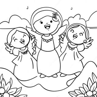 Joyful Angels Singing Coloring Page 55614-44380