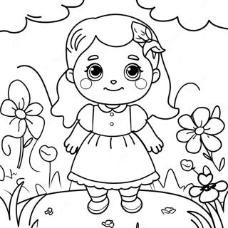 Cute Isabella In A Flower Garden Coloring Page 55624-44385