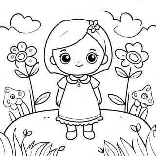 Cute Isabella In A Flower Garden Coloring Page 55624-44386