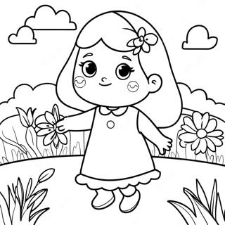 Cute Isabella In A Flower Garden Coloring Page 55624-44387