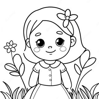 Cute Isabella In A Flower Garden Coloring Page 55624-44388