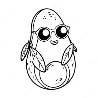 Cute Avocado With Sunglasses Coloring Page 5567-4554