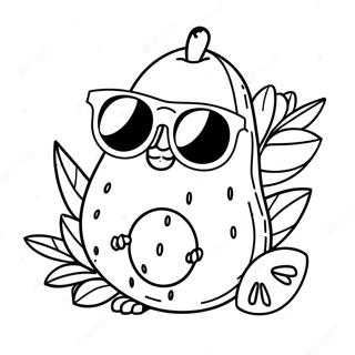 Cute Avocado With Sunglasses Coloring Page 5567-4555