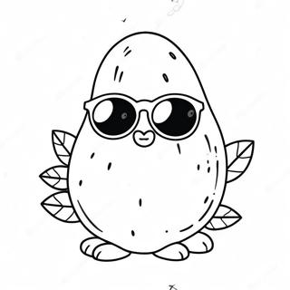 Cute Avocado With Sunglasses Coloring Page 5567-4556