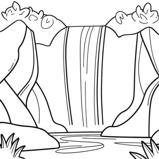 Majestic Waterfall With Rainbow Coloring Page 55684-44430