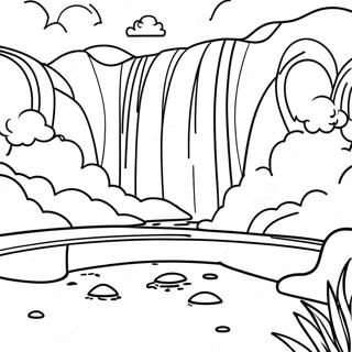 Majestic Waterfall With Rainbow Coloring Page 55684-44431