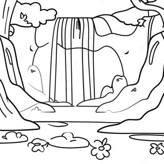 Majestic Waterfall With Rainbow Coloring Page 55684-44432