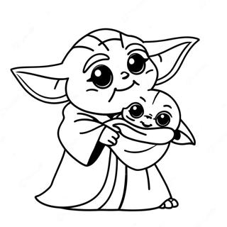 Cute Yoda With Baby Yoda Coloring Page 55694-44437