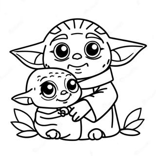 Cute Yoda With Baby Yoda Coloring Page 55694-44439