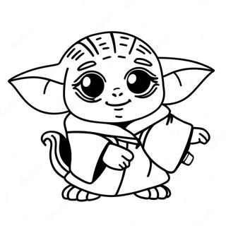 Cute Yoda With Baby Yoda Coloring Page 55694-44440