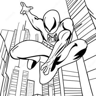 Scarlet Spider Swinging Through City Coloring Page 55714-44453