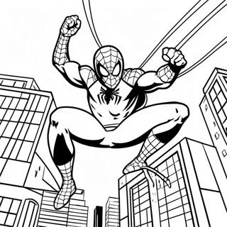 Scarlet Spider Swinging Through City Coloring Page 55714-44454