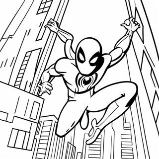 Scarlet Spider Swinging Through City Coloring Page 55714-44455