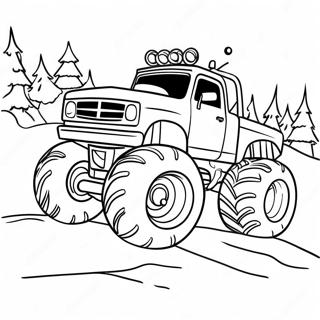 Festive Christmas Monster Truck Driving Through Snow Coloring Page 55724-44467