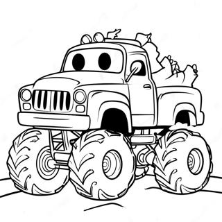 Festive Christmas Monster Truck Driving Through Snow Coloring Page 55724-44468