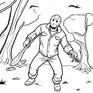 Jason Voorhees Chasing Victims Coloring Page 55744-44482