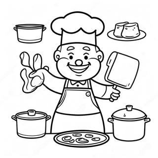 Cheerful Chef Cooking Coloring Page 55774-44501