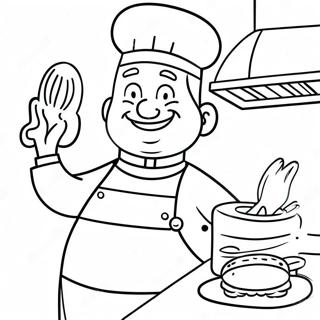 Cheerful Chef Cooking Coloring Page 55774-44504