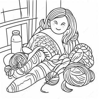 Cozy Knitting Scene Coloring Page 55784-44511