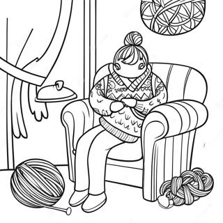 Cozy Knitting Scene Coloring Page 55784-44512