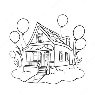 Colorful Up House With Balloons Coloring Page 55824-44549